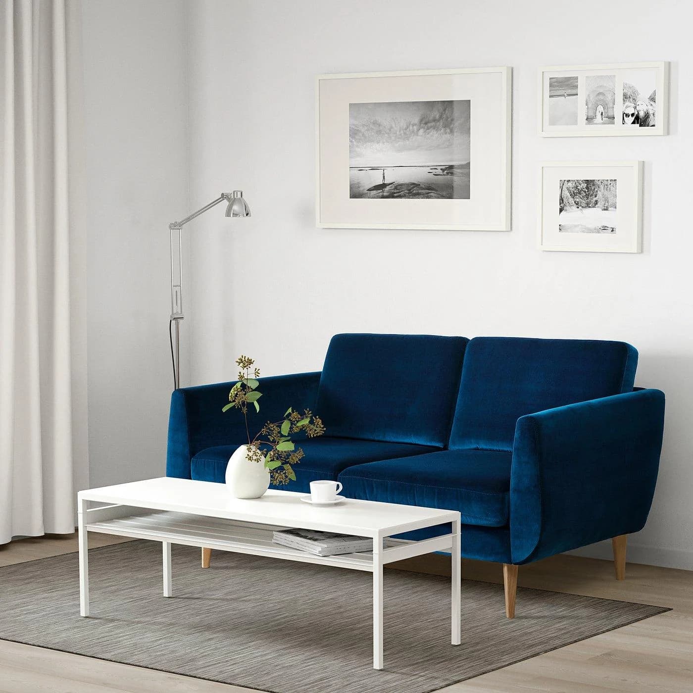IKEA SMEDSTORP 2er-Sofa Retrostil Blau/Grün/Braun