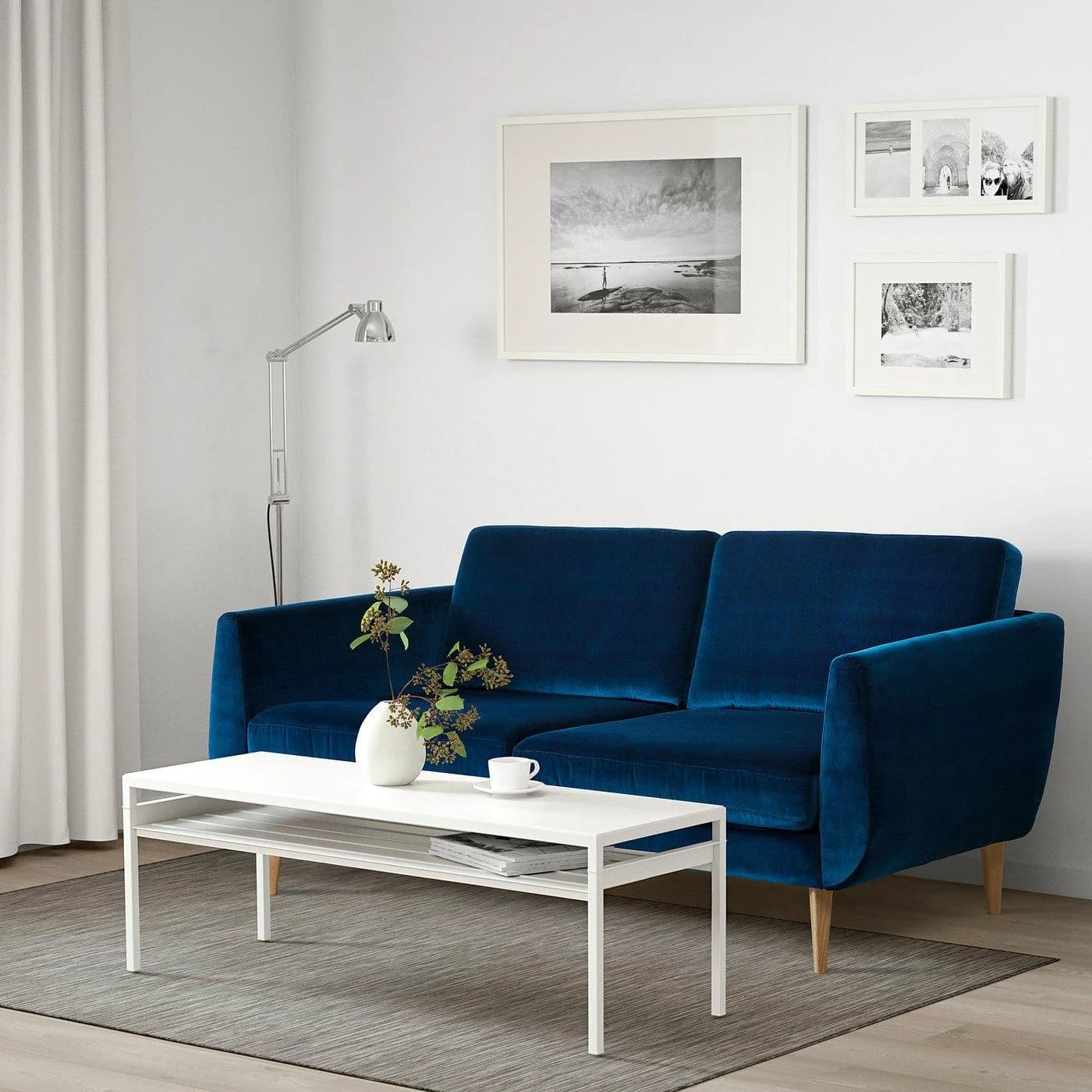IKEA SMEDSTORP 3er-Sofa Retrostil Blau/Grün/Braun