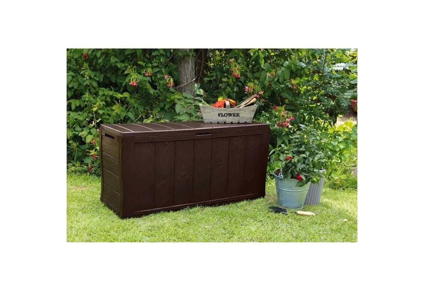 Keter Gartenbox 270L Aufbewahrung Holzoptik