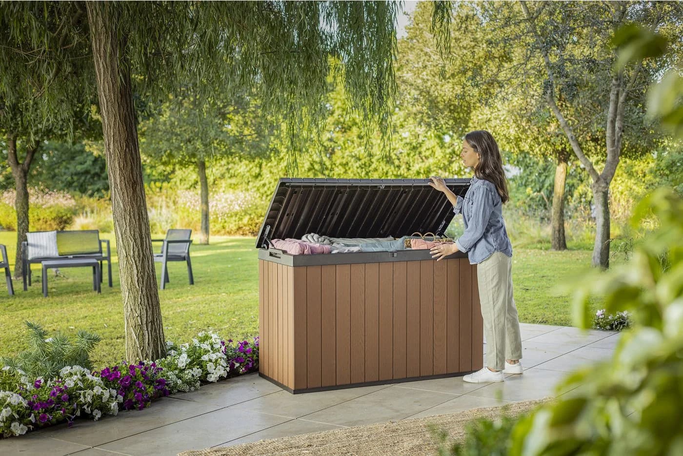 Keter Gartenbox Darwin 662L Braun Holzoptik