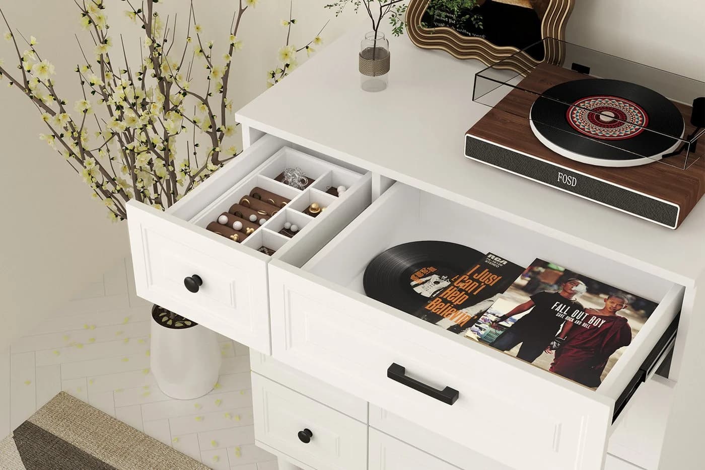 HOMAVO Kommode DG3 Weiß 8 Schubladen Modernes Design