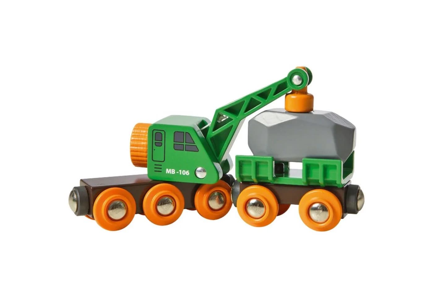 BRIO® Spielzeug-Kran World Grüner Kranwagen mit Anhänger Grün/Gelb
