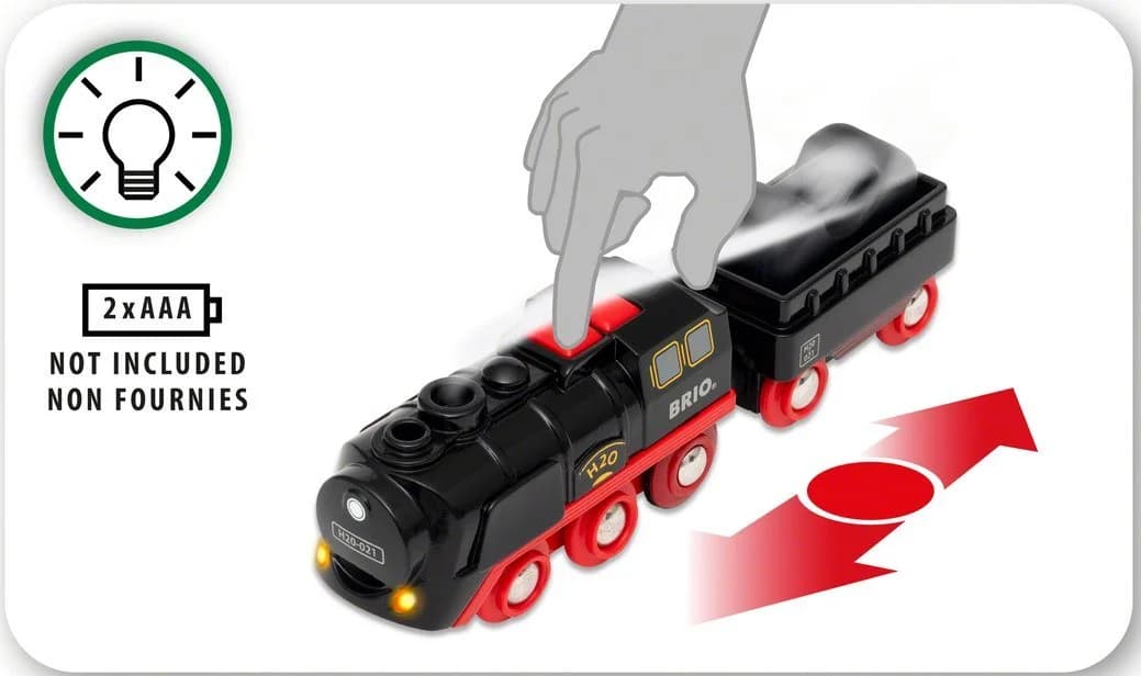 BRIO® Spielzeug-Zug Batterie-Dampflok mit Wassertank, Licht- und Dampffunktion