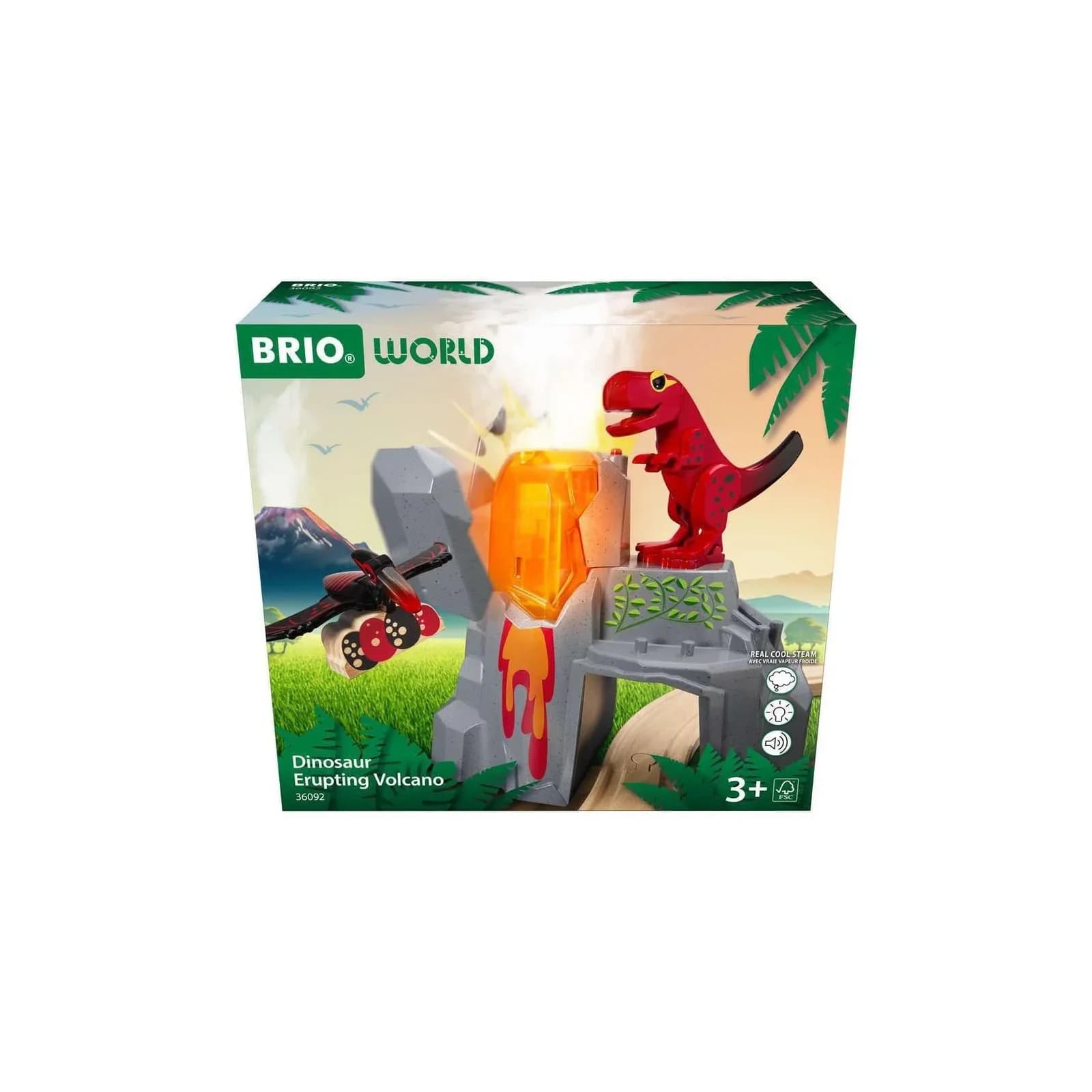BRIO® WORLD Dinosaurier-Vulkan mit Ausbruchsfunktion - 5-tlg. Set