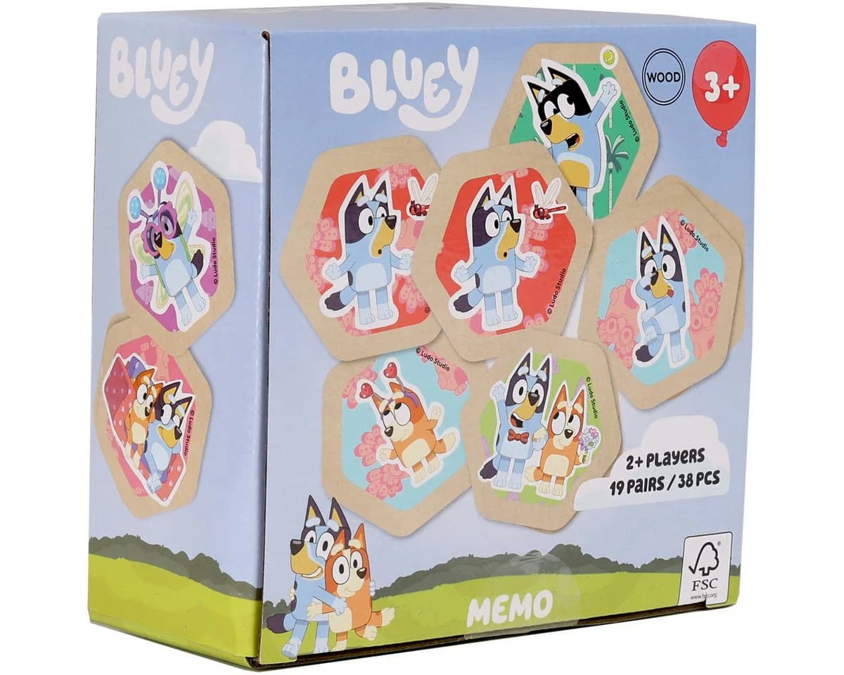 Bluey Memory-Spiel Holz 38 Plättchen Bunt Lernspielzeug