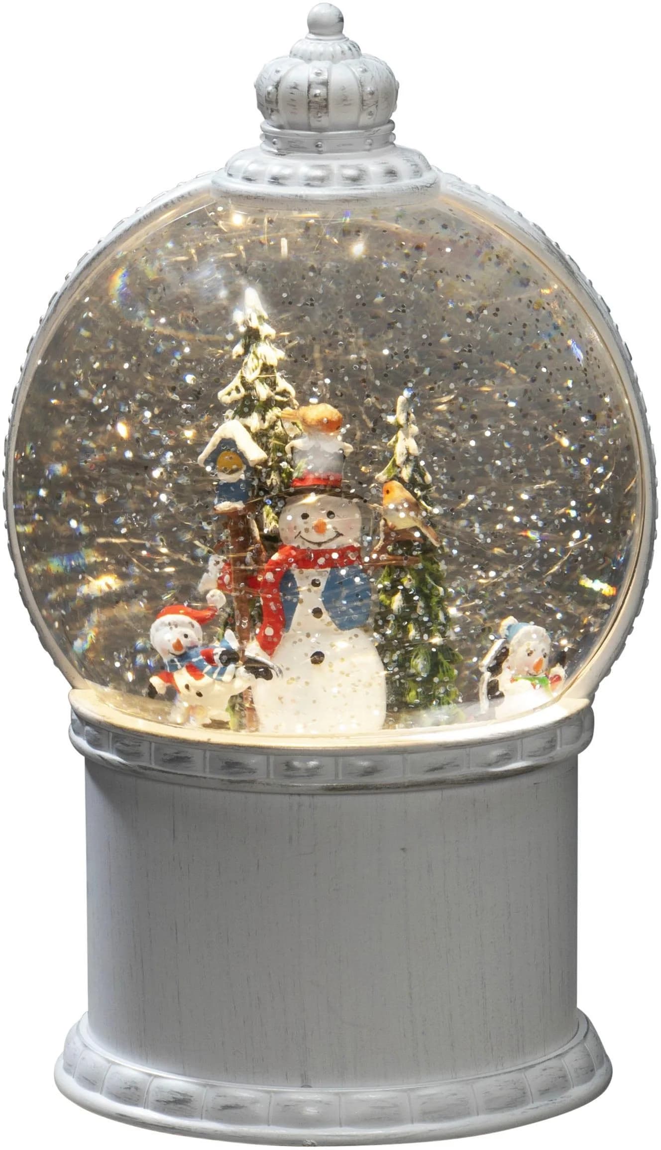 Konstsmide LED Kugellaterne Schneemann mit Baum Weiß Timerfunktion
