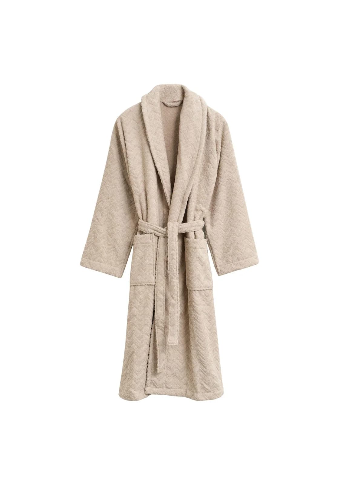 GANT Bademantel Jacquard Herringbone Beige Größe L