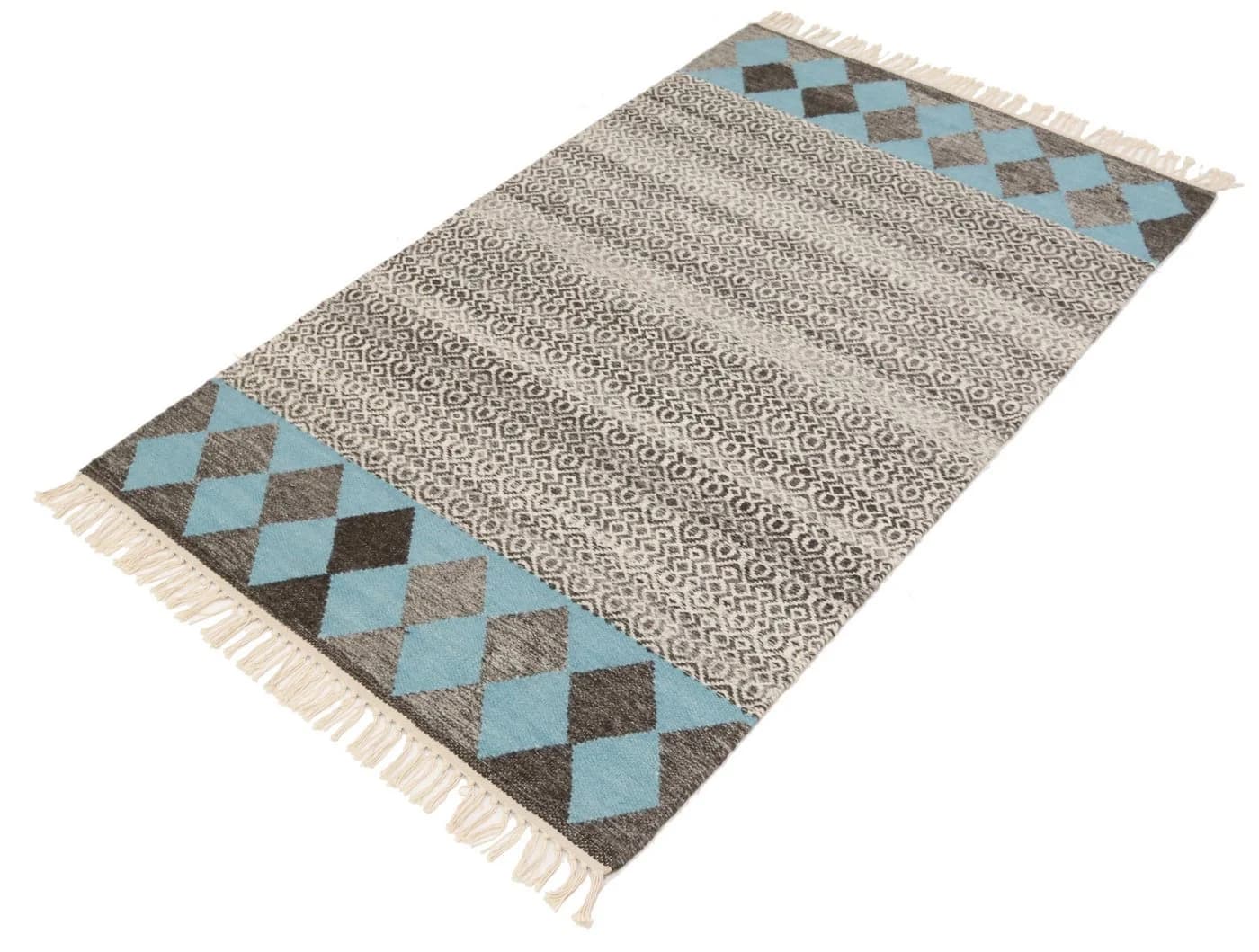Carpet Avenue Kelim Teppich Modern Blau/Türkis/Braun