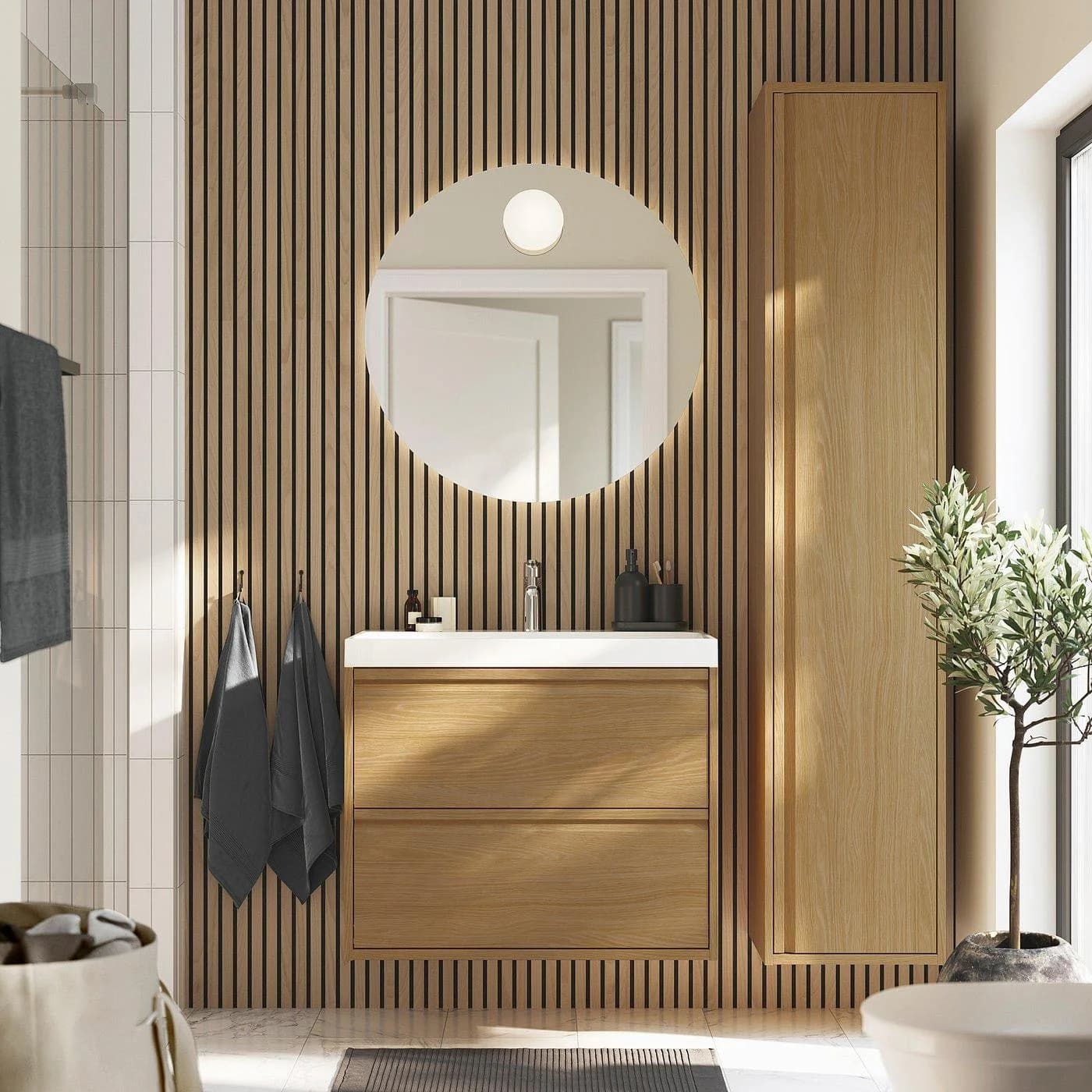 IKEA ÄNGSJÖN / BACKSJÖN Waschbadschrank mit 2 Schubladen und Waschbecken