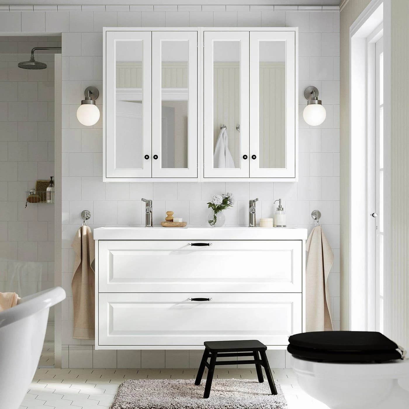 TÄNNFORSEN/ORRSJÖN Badmöbel mit Doppelwaschbecken und 2 Schubladen