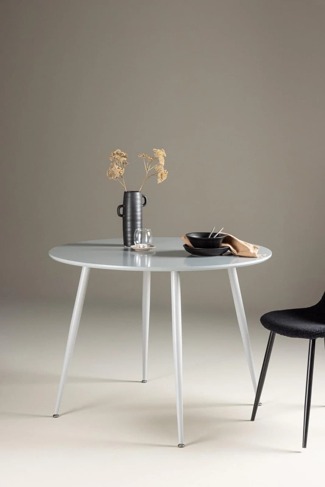 VENTURE HOME Esstisch rund grau Stahlbeine MDF