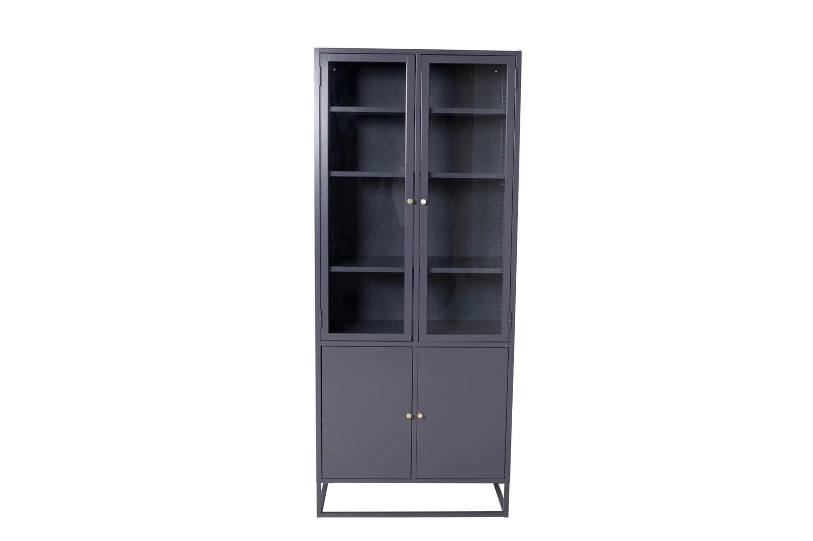 VENTURE HOME Vitrine Bakal Hochschrank Stahl 4 Türen Dunkelgrau