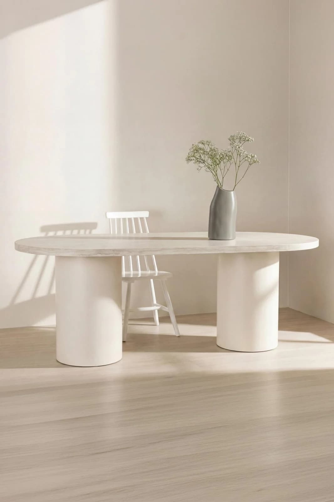 Venture Home Esstisch Narvik Oval Beige MDF Steinoptik