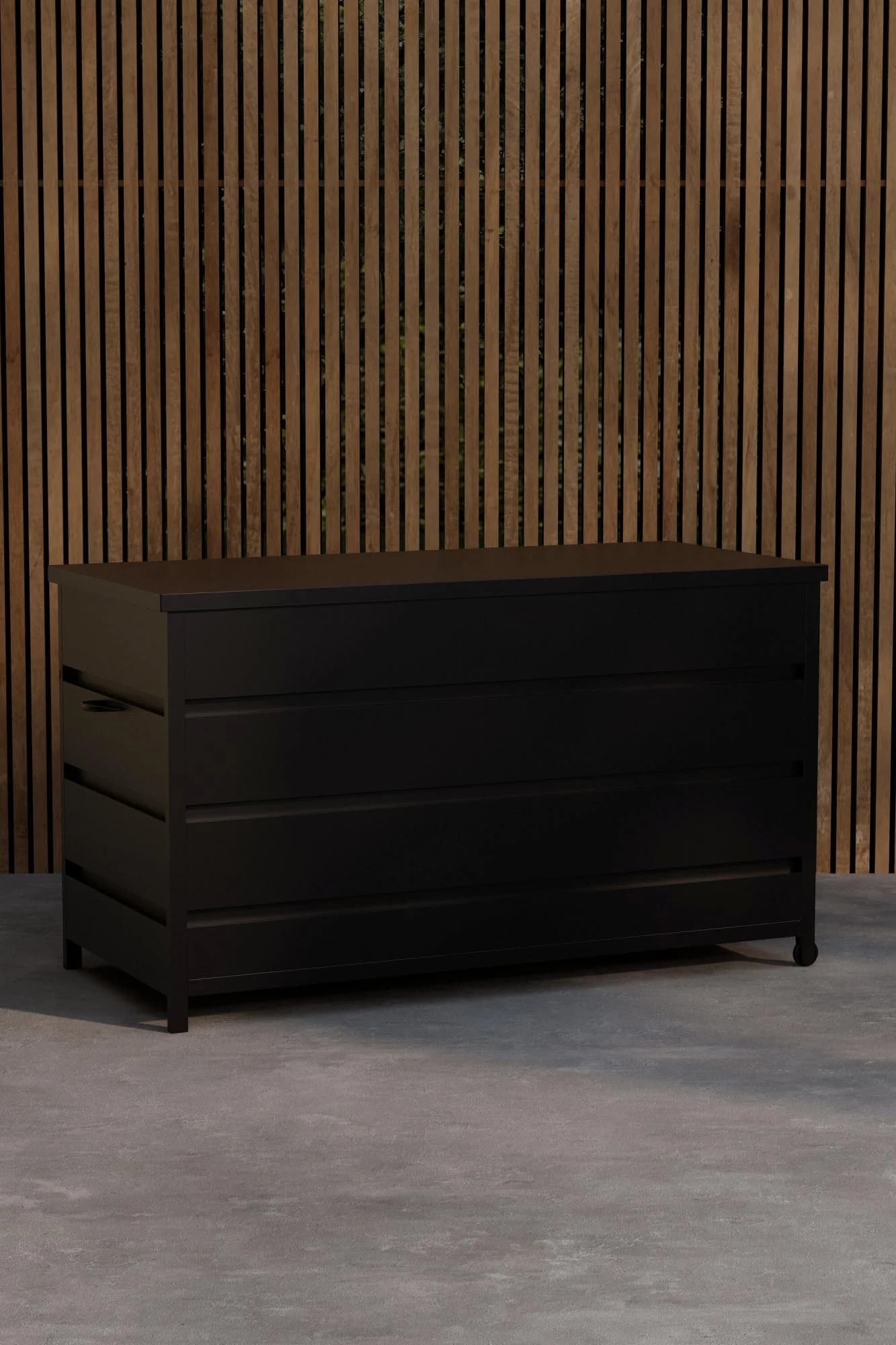VENTURE HOME Truhe Nisis Schwarz Aluminium Kissenbox