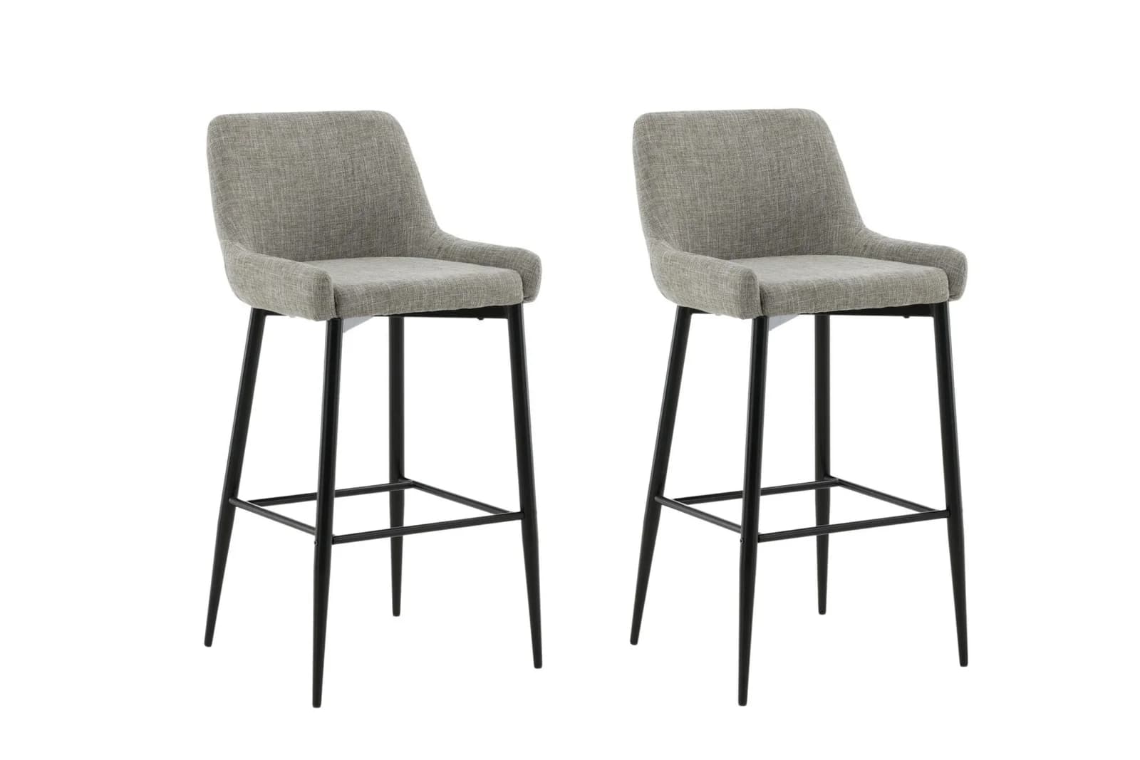 VENTURE HOME Barhocker Plaza 2er-Set Beige Schwarz Leinen