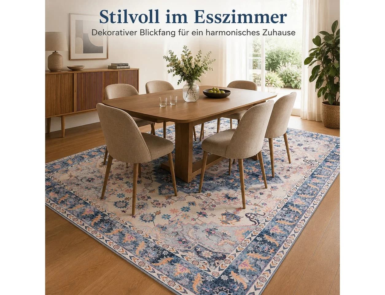 Lochas Designteppich Vintage Orientalisch Waschbar Kurzflor Rutschfest