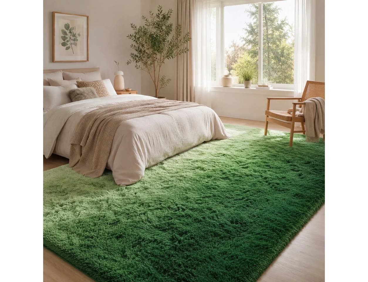Lochas Hochflor-Teppich Grün Weich & Kuschelig