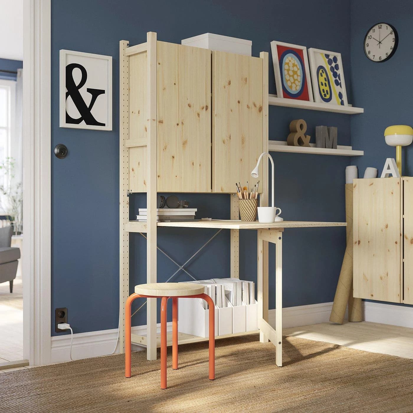 IKEA IVAR 1 Element Aufbewahrung mit Klapptisch Kiefer