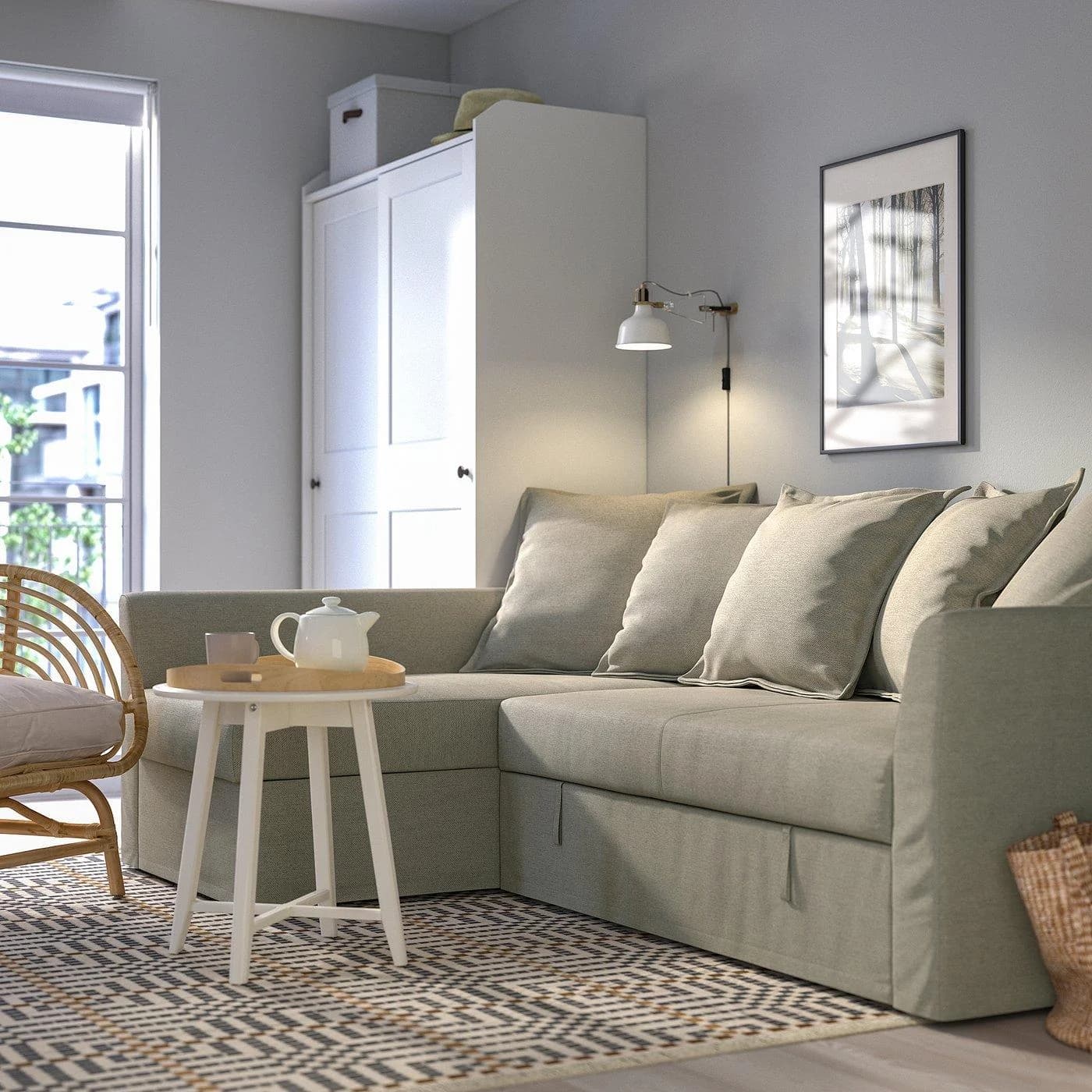 IKEA HOLMSUND Eckbettsofa Beige mit Stauraum