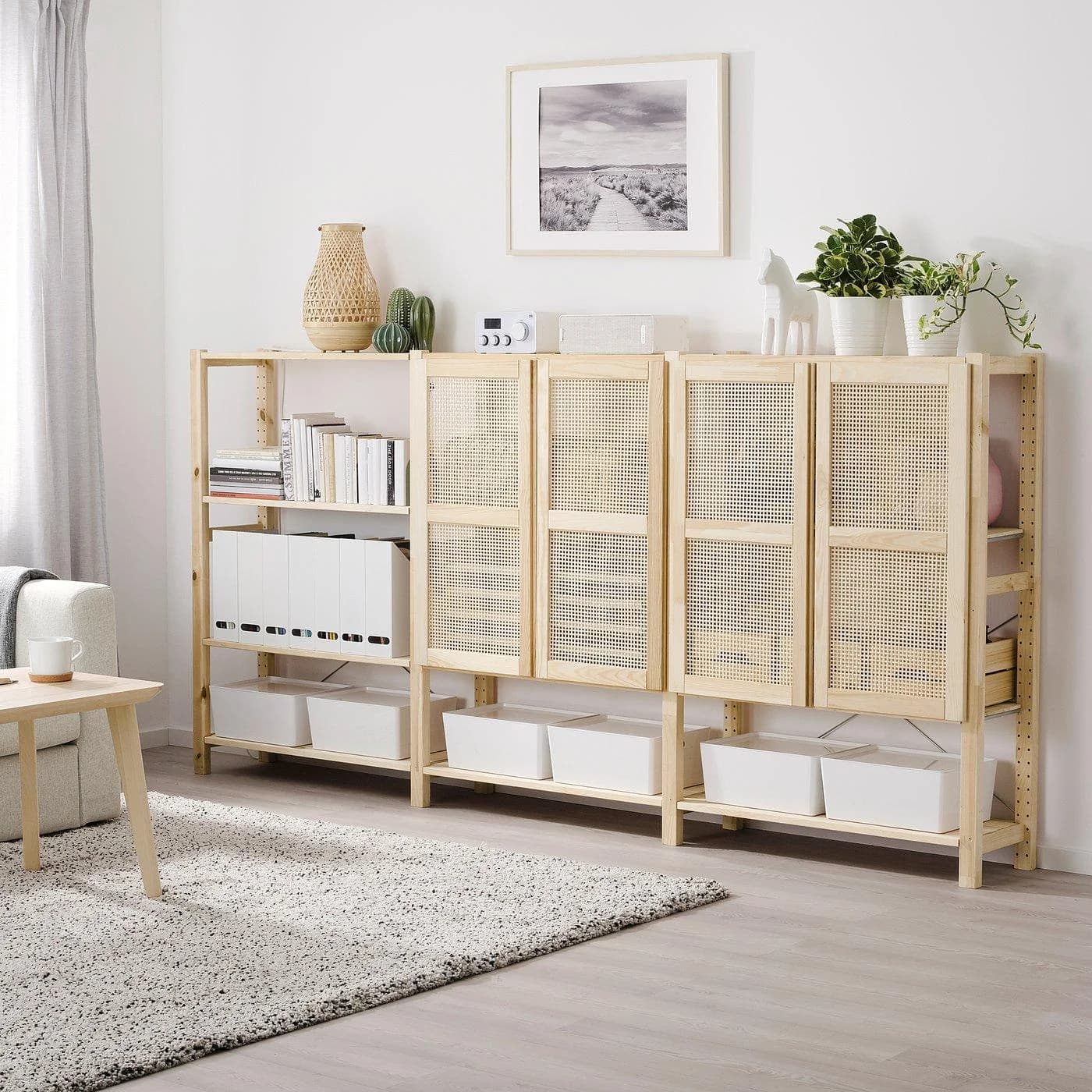 IKEA IVAR Regal mit Türen Bambus Kiefer