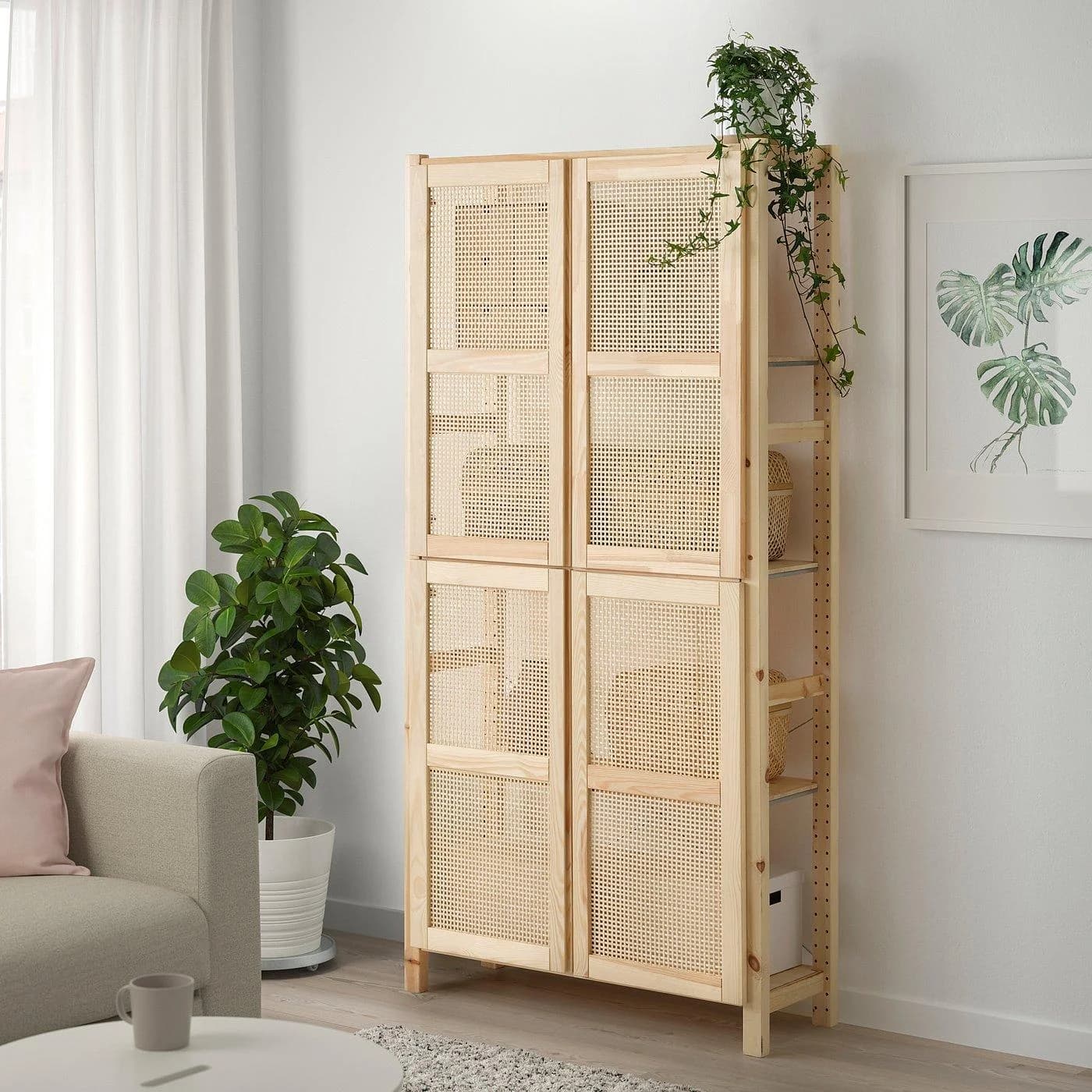 IKEA IVAR Regal mit Türen Kiefer Bambus