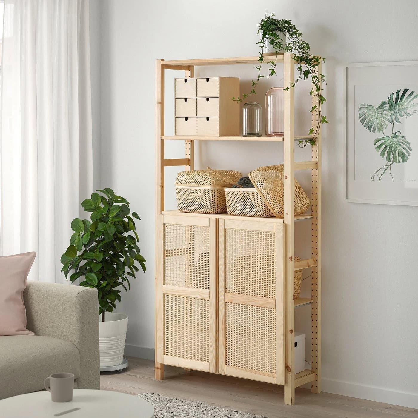 IKEA IVAR Regal mit Türen - Bambusfronten Kiefer