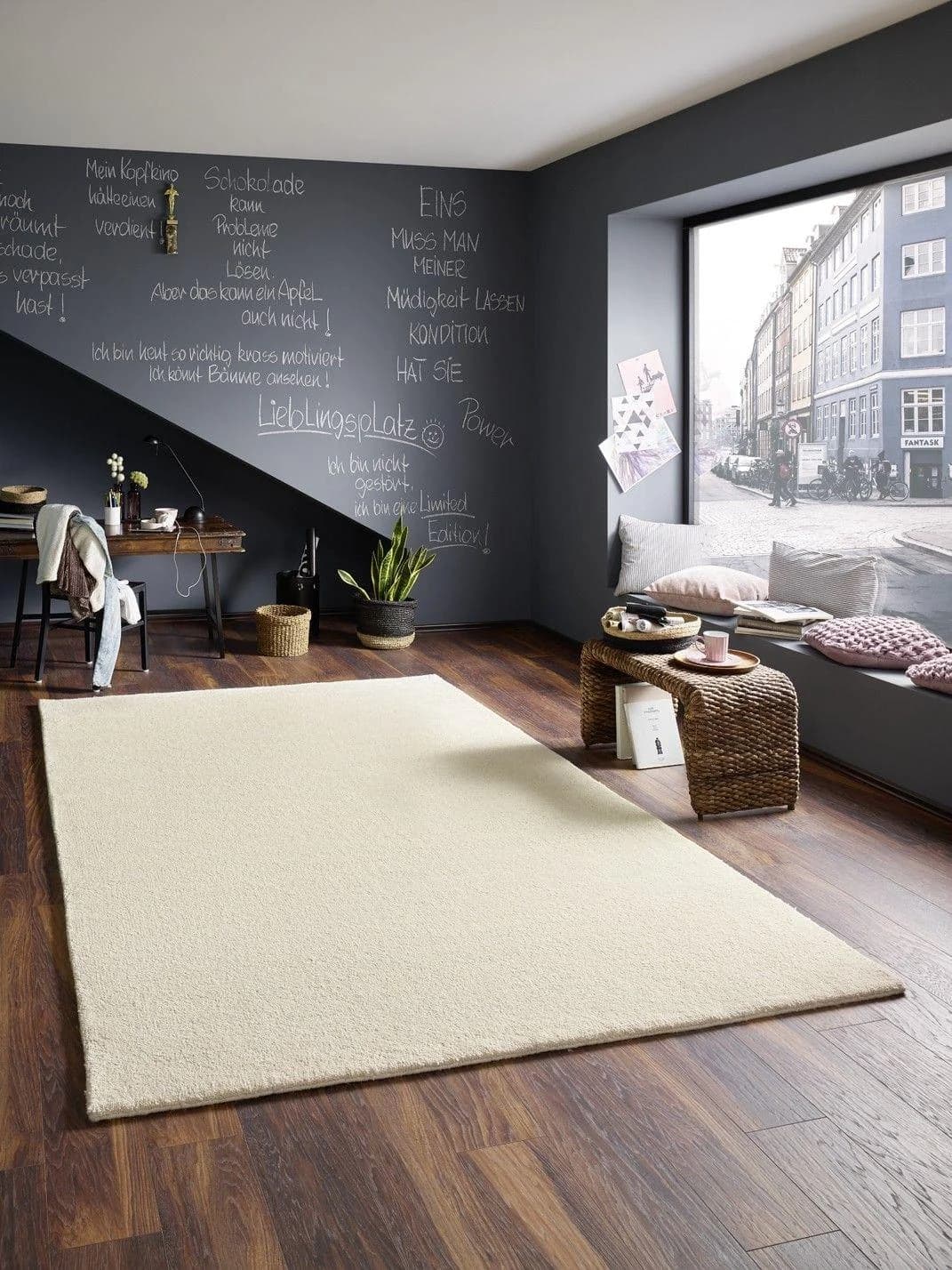 Teppich TANGER Weiß 100% Schurwolle 250x350 cm