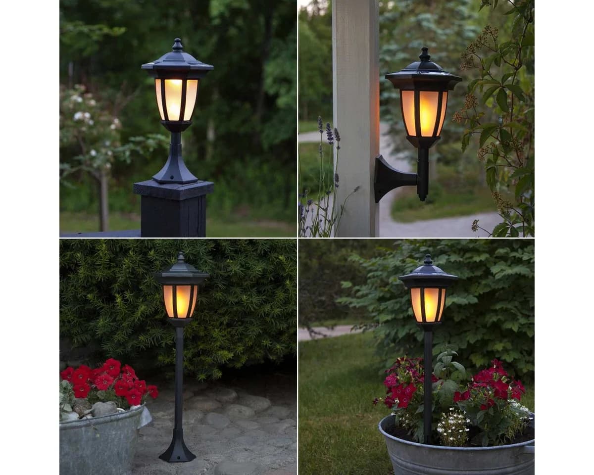 STAR TRADING LED Solar Laterne FLAME 4in1 Schwarz