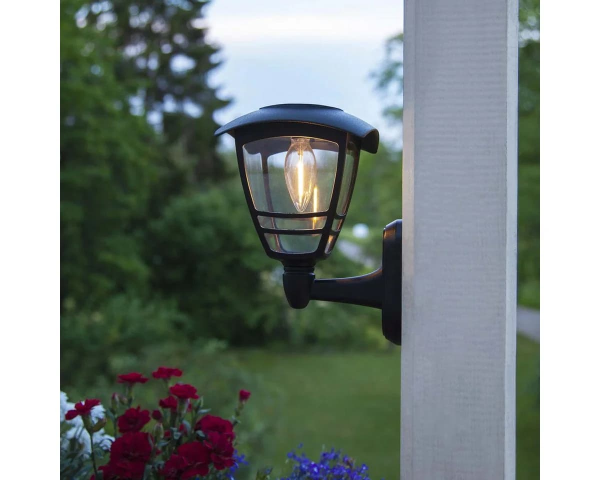 STAR TRADING Solar-Wandleuchte FELIX Schwarz Filament LED warmweiß