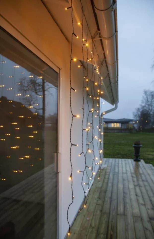 Star Trading LED-Lichtervorhang Schwarz Warmweiß Außenbereich