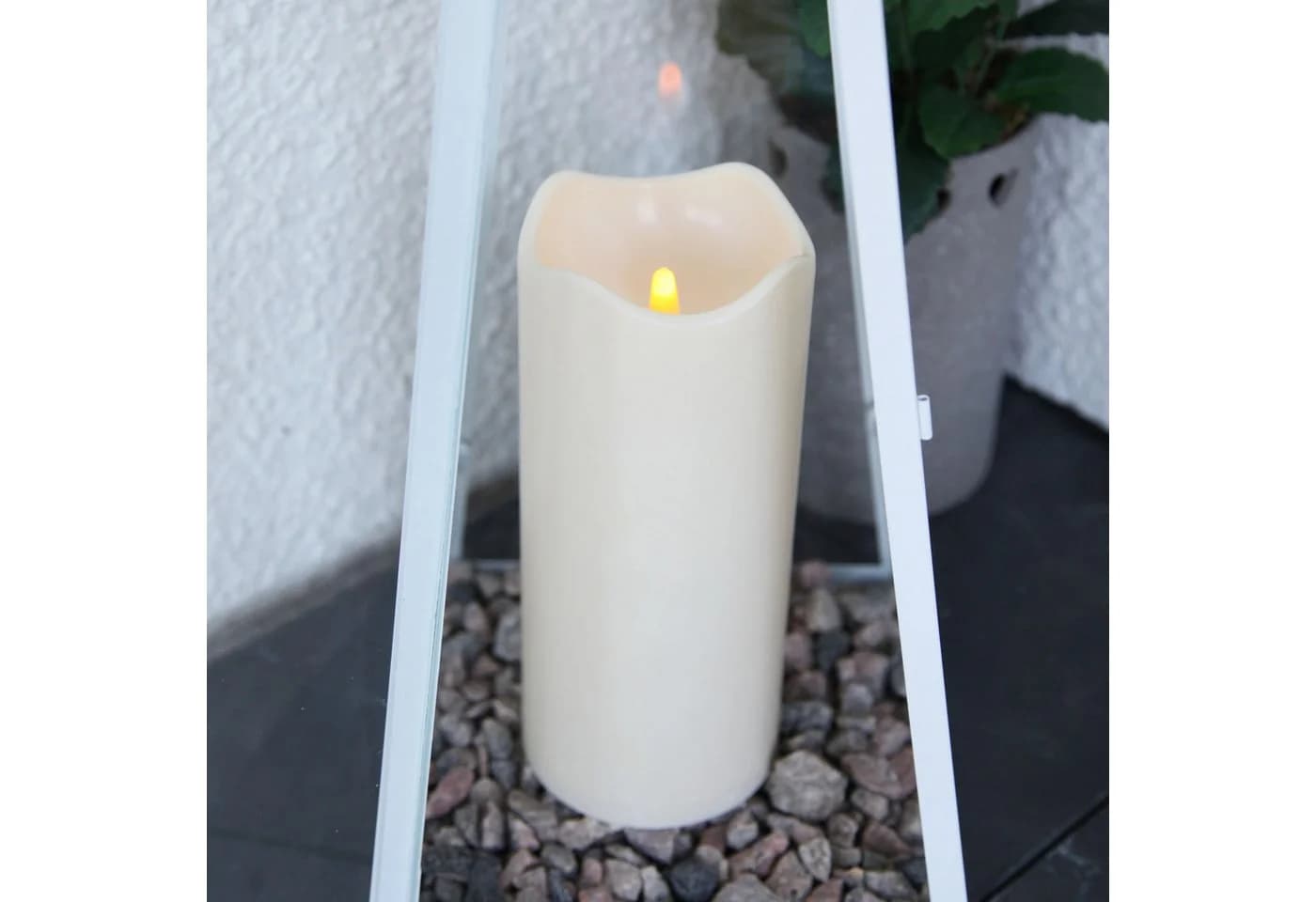 STAR TRADING LED-Kerze Paul Outdoor Kunststoff 8/16h Timer Sensor 10x23cm Warmweiß