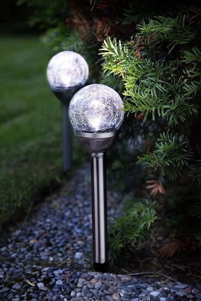 STAR TRADING LED Solarleuchte Roma 2er Set Edelstahl Glas Kaltweiß