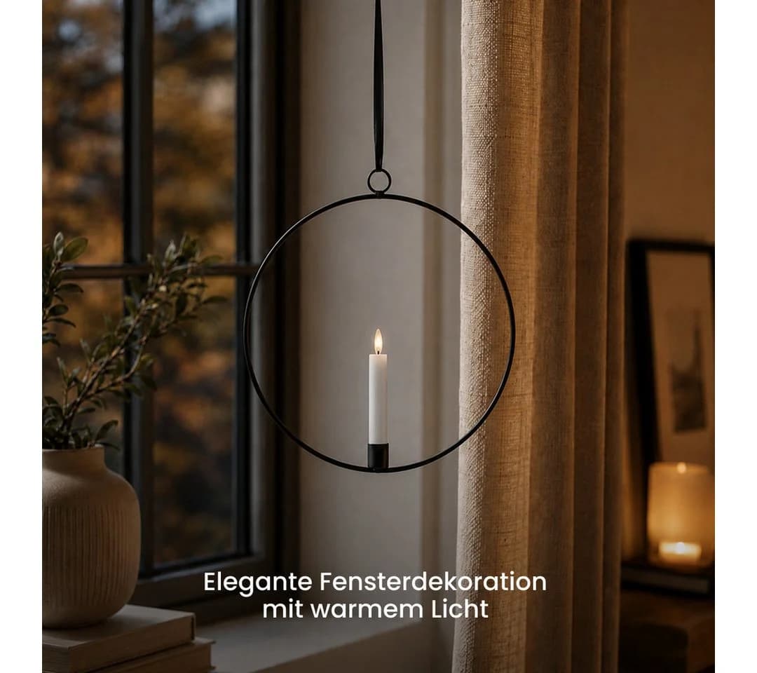 STAR TRADING LED Lichterkranz Flamme Ring Schwarz Warmweiß