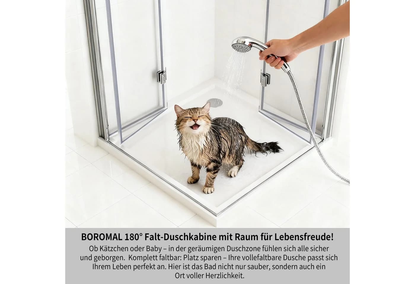 GOEZES Eckdusche Falttür 180° Nano Sicherheitsglas