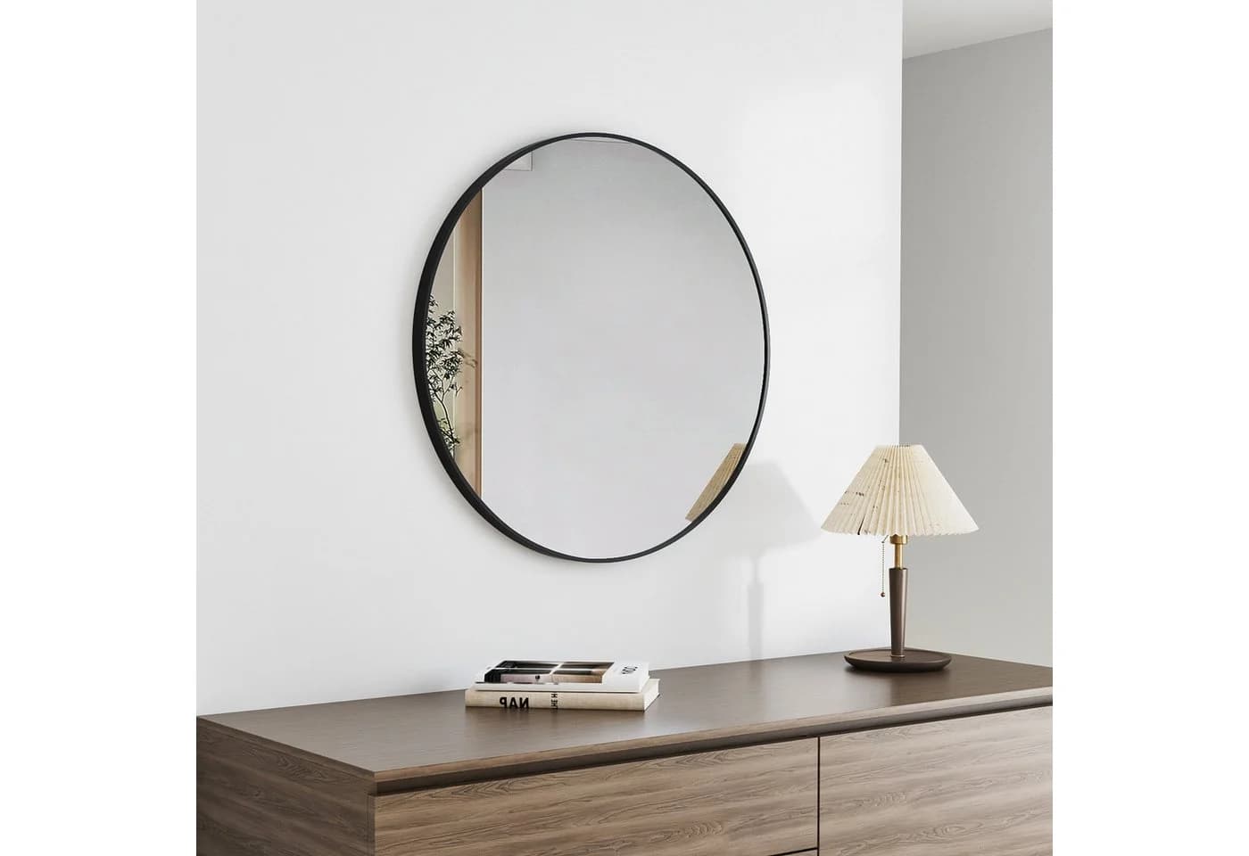 Boromal Wandspiegel Rund Schwarz 5mm HD Aluminium Rahmen