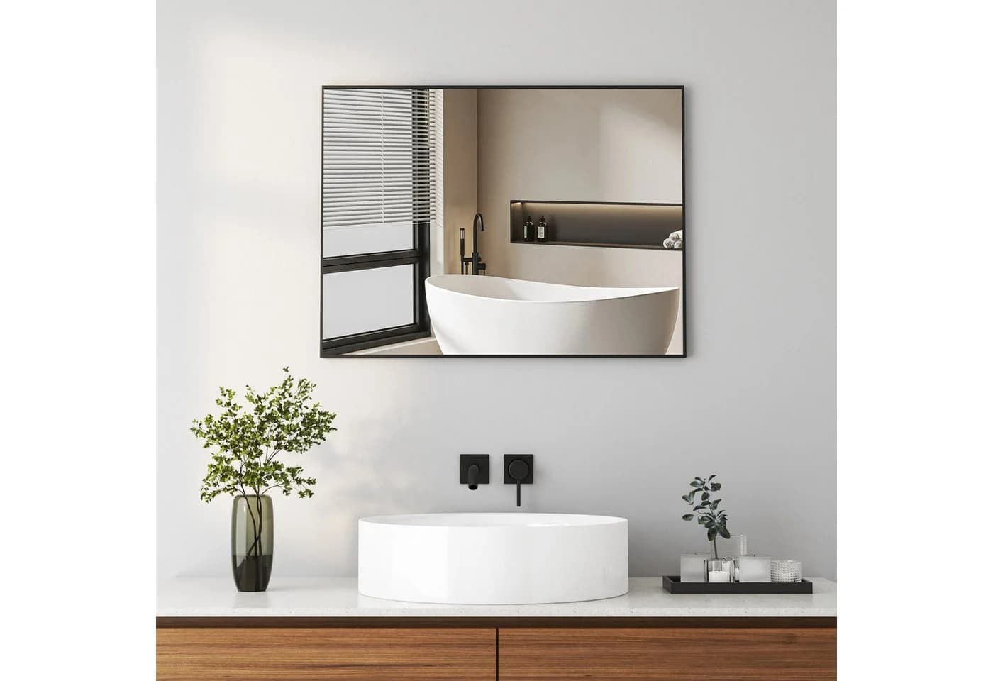 Hopibath Wandspiegel Schwarz Modern Aluminium Rahmen