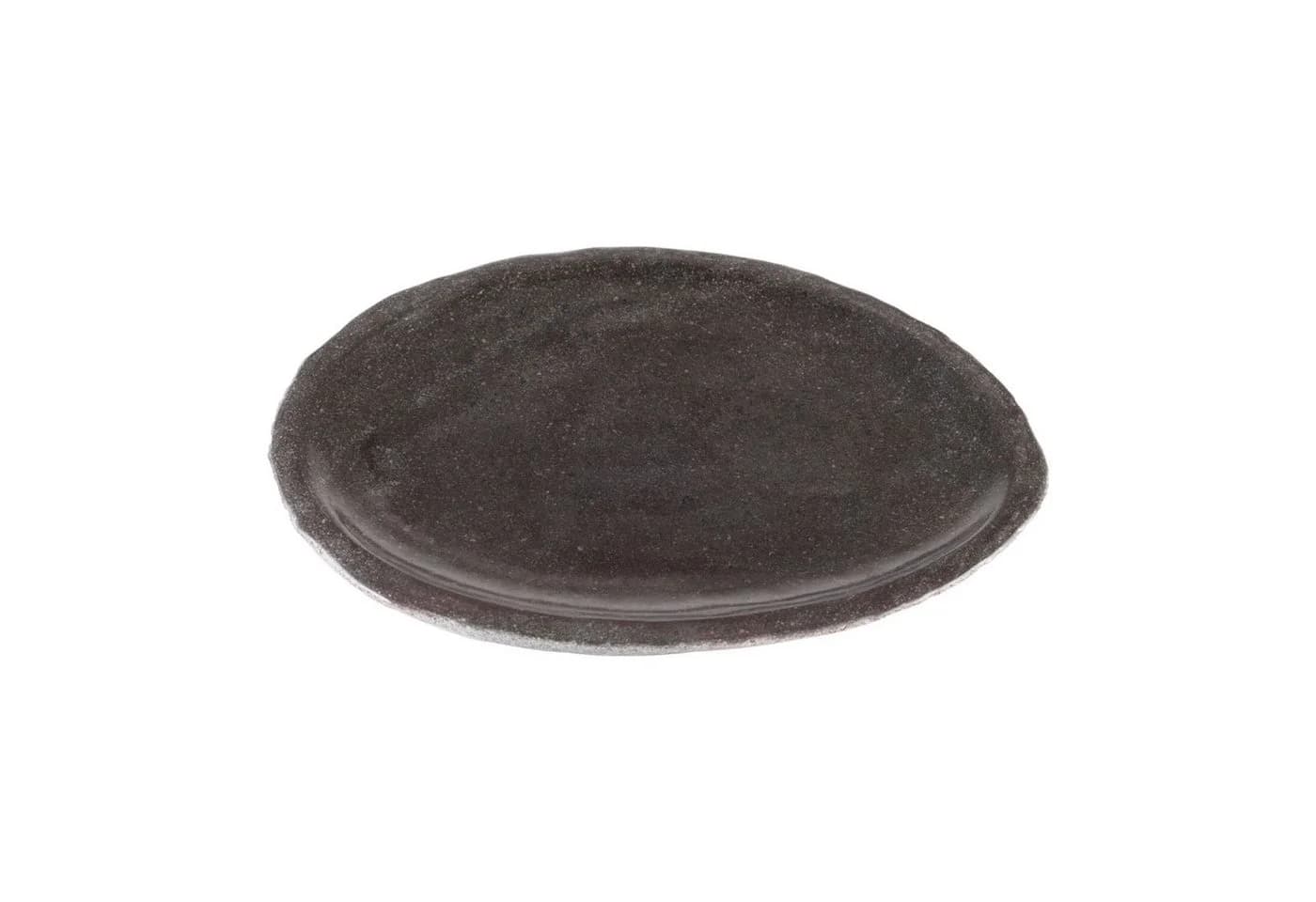 wohnfreuden Dekotablett Stein Grau Oval 40 cm