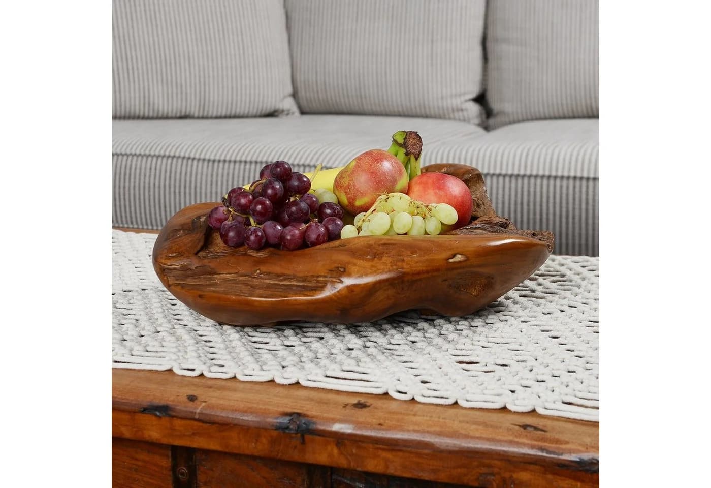 wohnfreuden Dekoschale Teak 45 cm lasiert rustikal