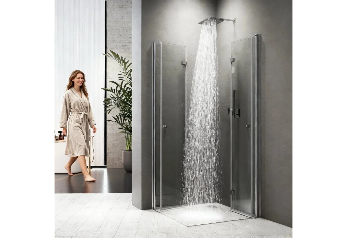 Boromal Eckdusche mit 180° Falttür und Sicherheitsglas