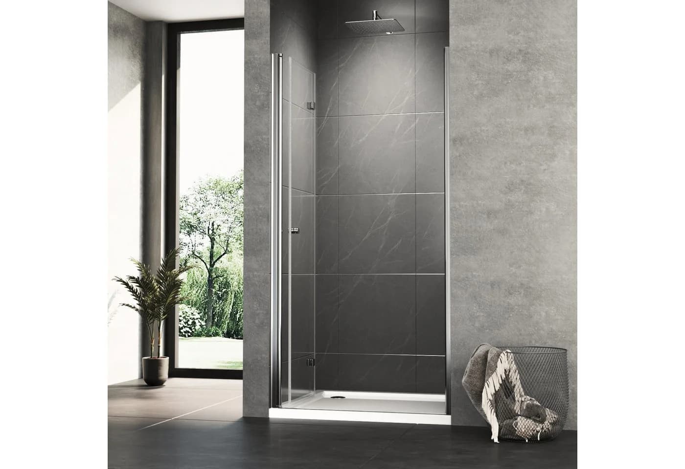 Hopibath Dusch-Falttür 180° Falt-Drehfalttür 5mm ESG Glas Aluminium