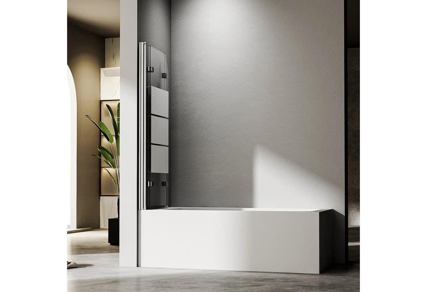 Hopibath Duschwand Badewanne 3-teilig milchglas 130x140cm