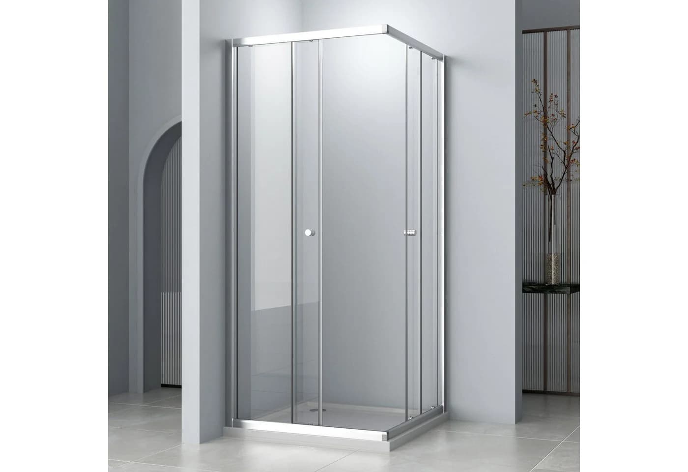 Hopibath Eckdusche Schiebetür 5mm ESG Aluminiumrahmen