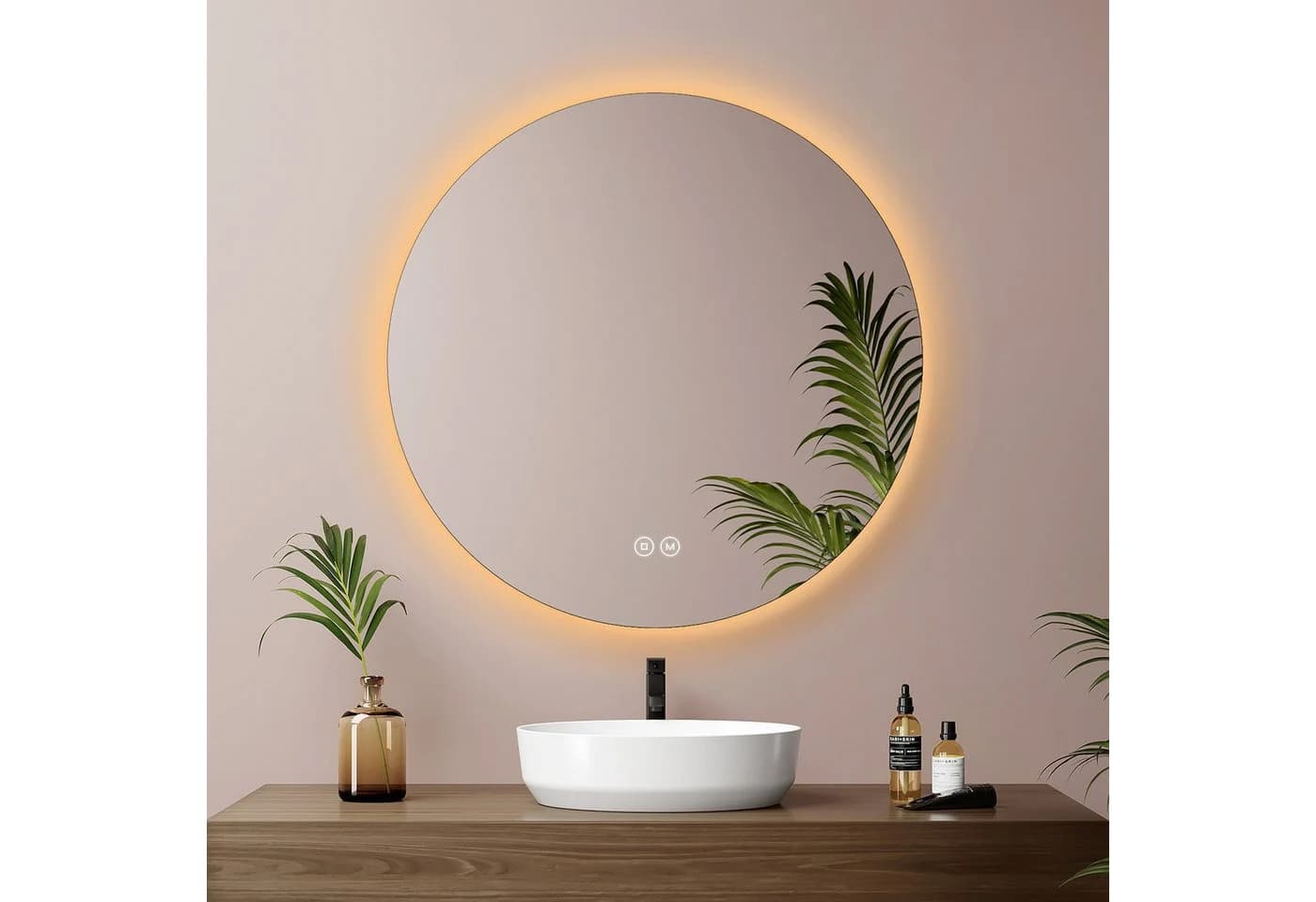 EMKE Badspiegel Rund mit LED Beleuchtung Touchschalter Dimmbar