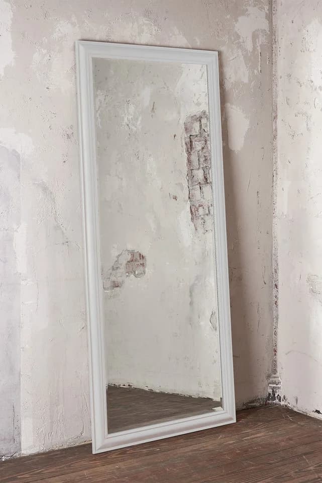 LC Home Wandspiegel Schlicht Weiß Landhausstil Facettenschliff