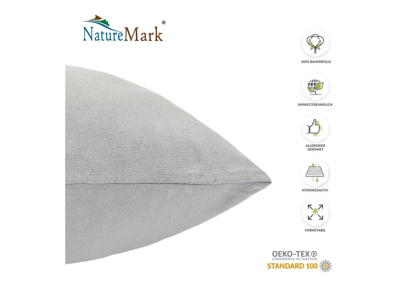 NatureMark Kissenbezüge 2er Pack Silbergrau Jersey