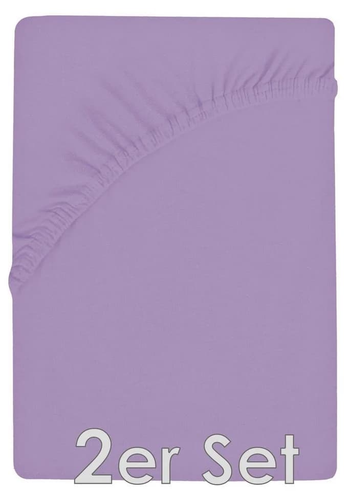 NatureMark Spannbettlaken Jersey 2 Stück 100% Baumwolle Flieder