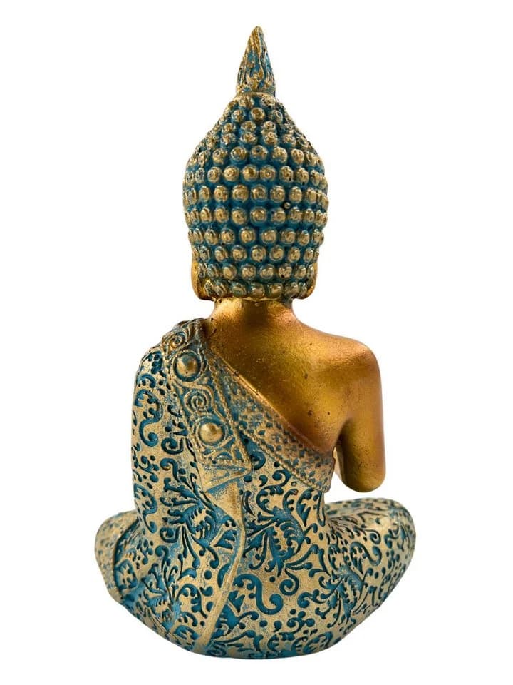 MF Buddhafigur Zenharmony Gold Türkis Polyresin Skulptur