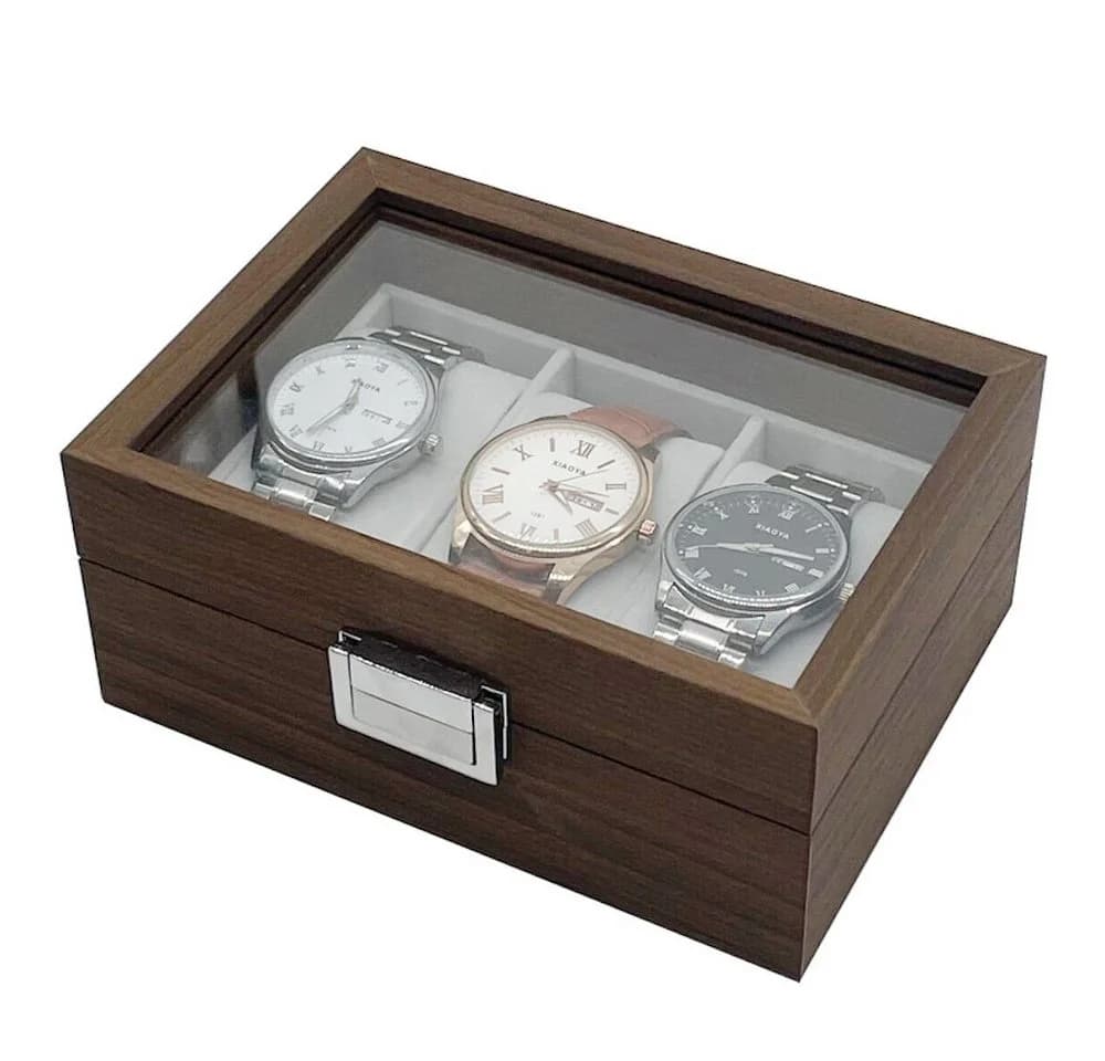mixed24 Uhrenbox für 3 Uhren mit Glasdeckel