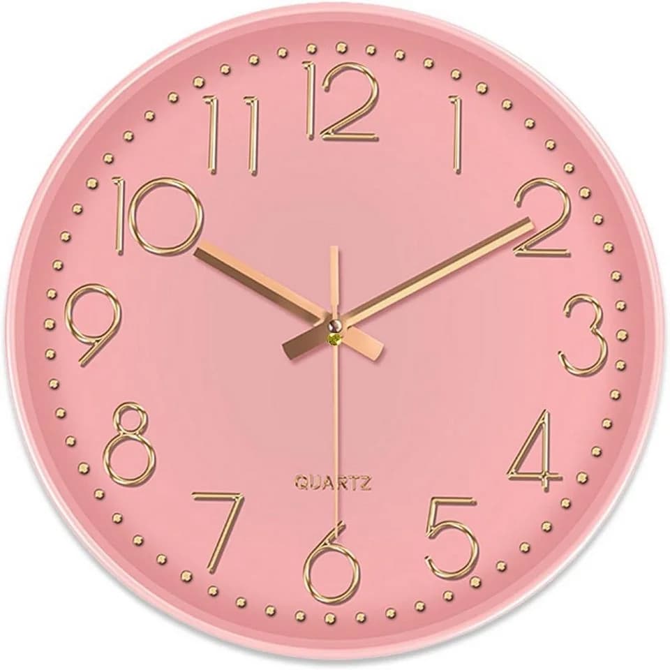 mixed24 Wanduhr 30cm Weiß Schwarz Rosa Roségold Modern