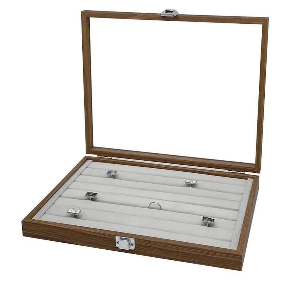 mixed24 Schmuckkasten Holz mit Echtglas-Deckel